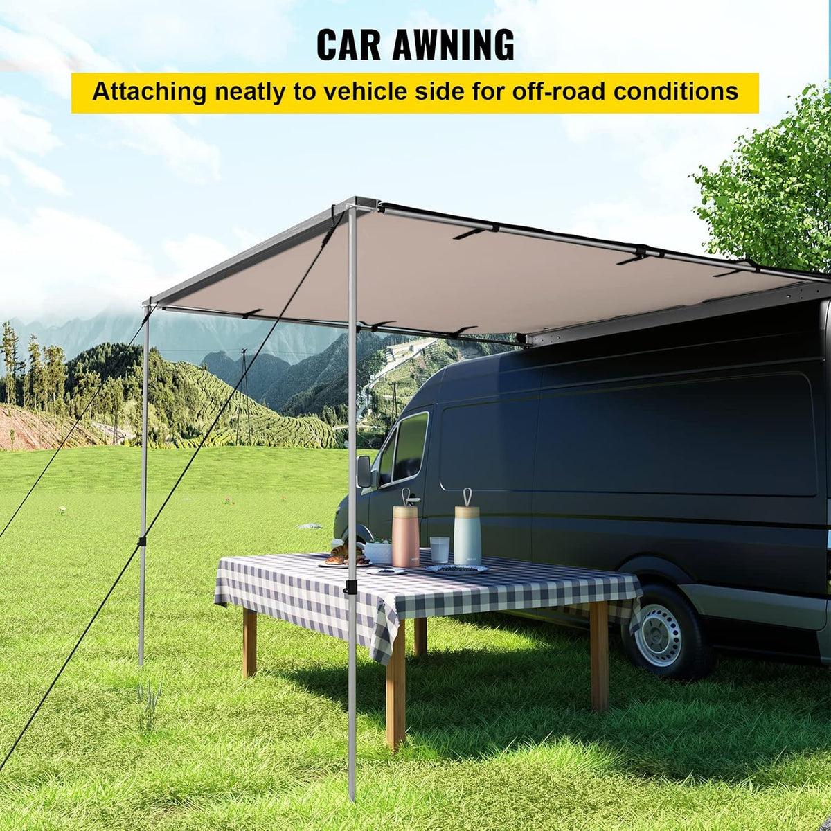 6.6'x8.2' Waterproof UV50+ Retractable Car Side Awning with Carry Bag Z762