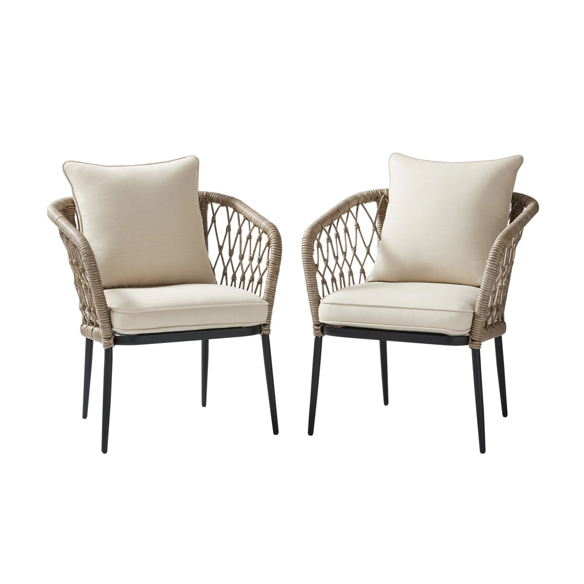 Wicker Outdoor Stacking Chair with Cushions Set of 2 E70872
