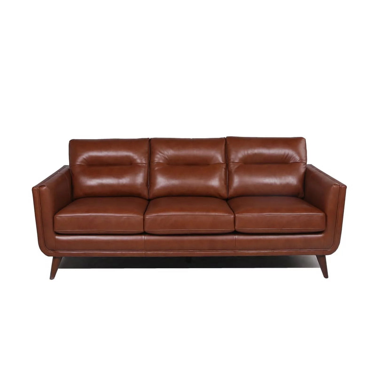 Mid-Century Leather Sofa in Cobblestone Brown I906480
