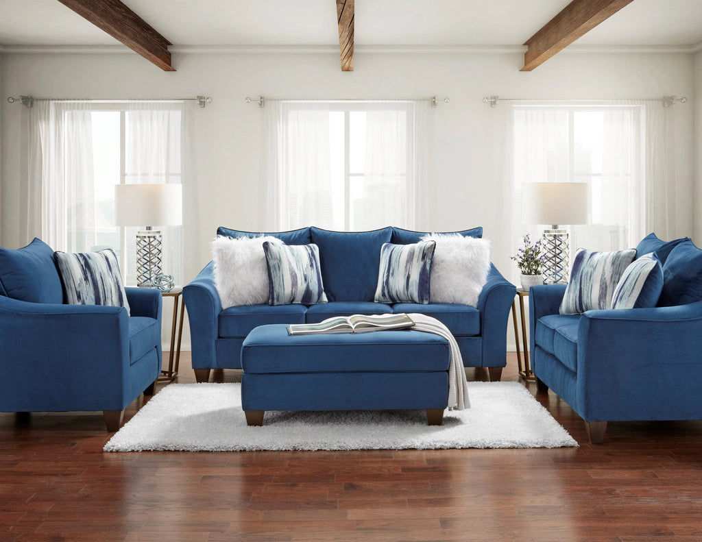 Navy Blue 4-Piece Fabric Sofa Set N277022