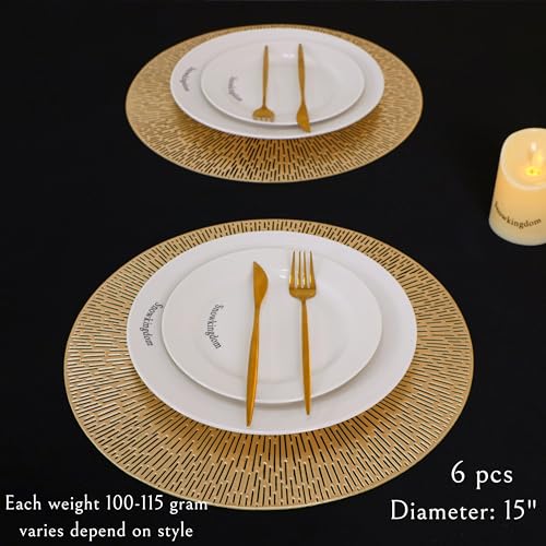 Round Gold Vinyl Placemats Set of 12 T495