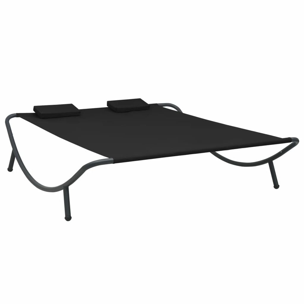 Outdoor Lounge Bed with 2 Pillows Fabric Steel Frame K740