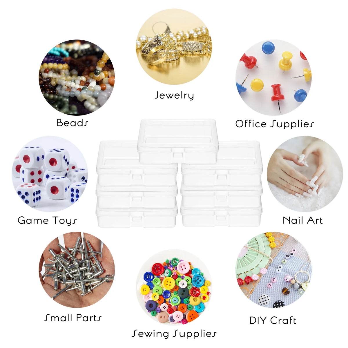 96 Pcs Mini Clear Plastic Boxes M7155