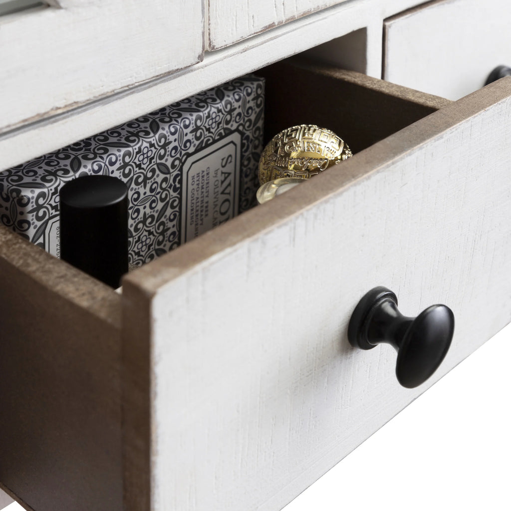 Rustic Wood Wall Cabinet with Magnetic Doors and Three Pull-Out Drawers J775361