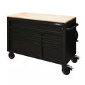 Heavy Duty 9-Drawer Mobile Workbench Cabinet with Hardwood Top in Matte Black N400