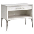 White 1-Drawer Solid Wood Metal Accent Nightstand I9959
