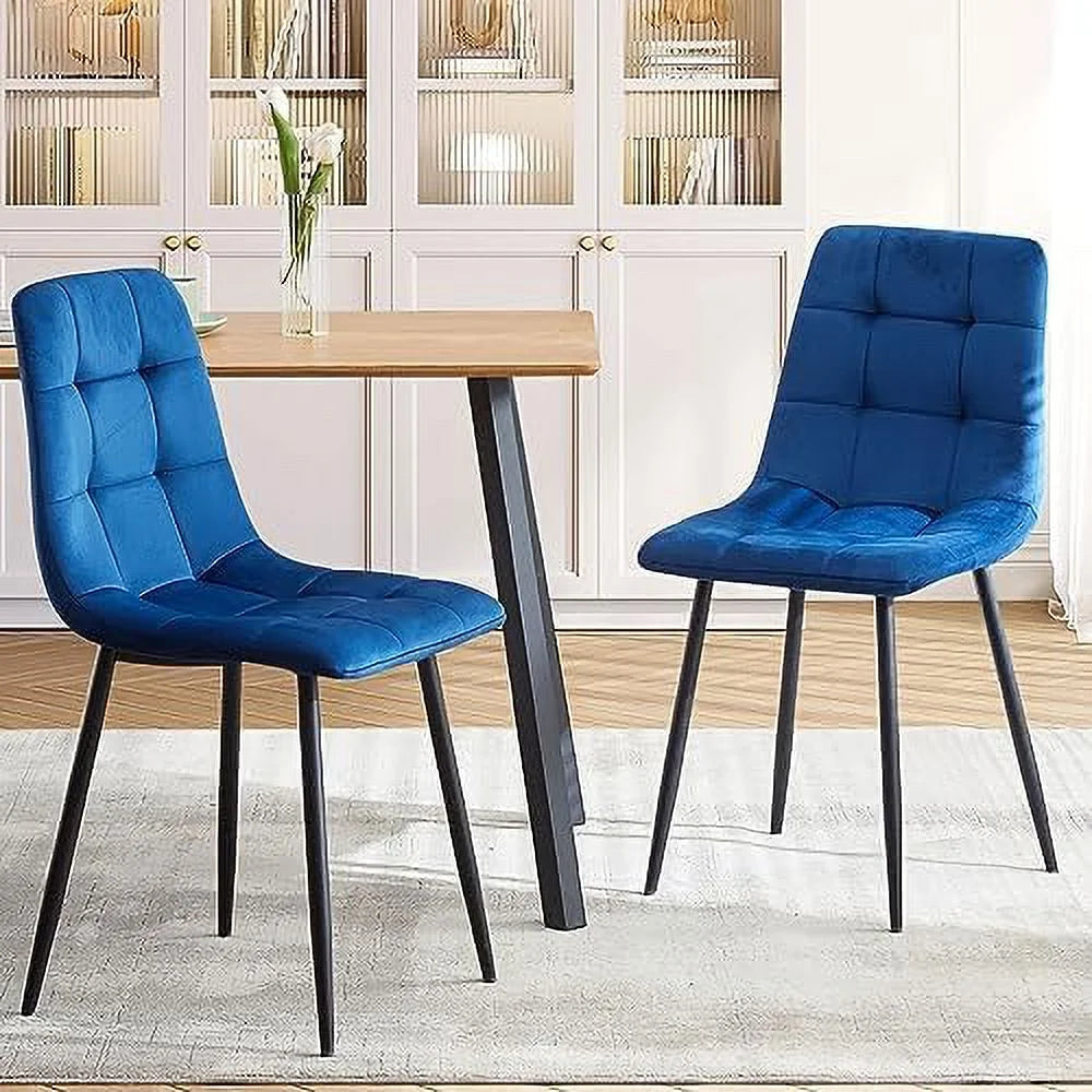 Velvet Biscuit Tufted Chairs Set of 4 with Metal Legs X277