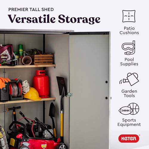 Resin Outdoor Storage Shed with Shelving Brackets F4572