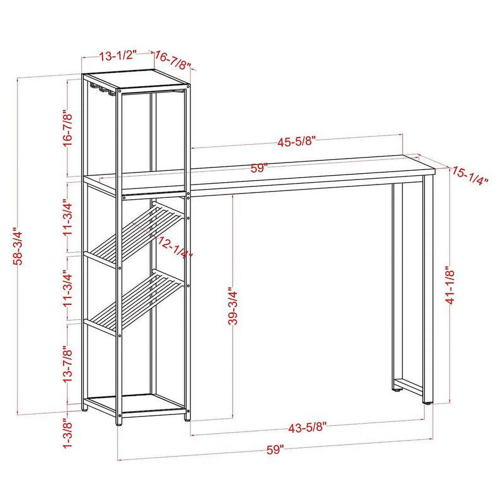 Metal Bar Table with Wine Shelf N301