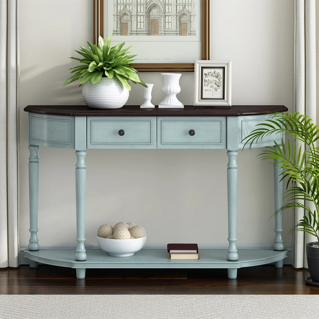 Circular Curved Console Table with Two Drawers E559404