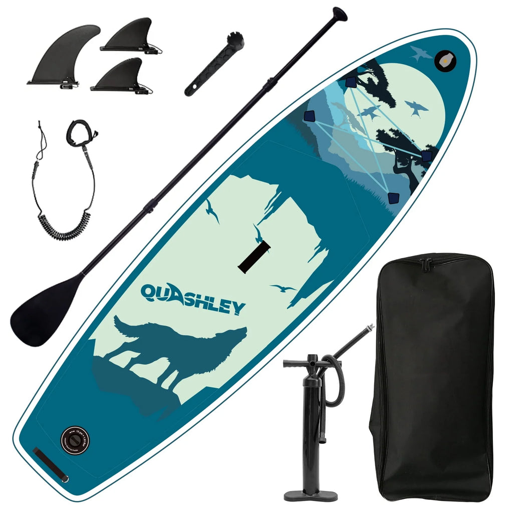 Inflatable Stand Up Paddle Board with 3 Fin, Pump, Safety Leash, Backpack and Paddle H400