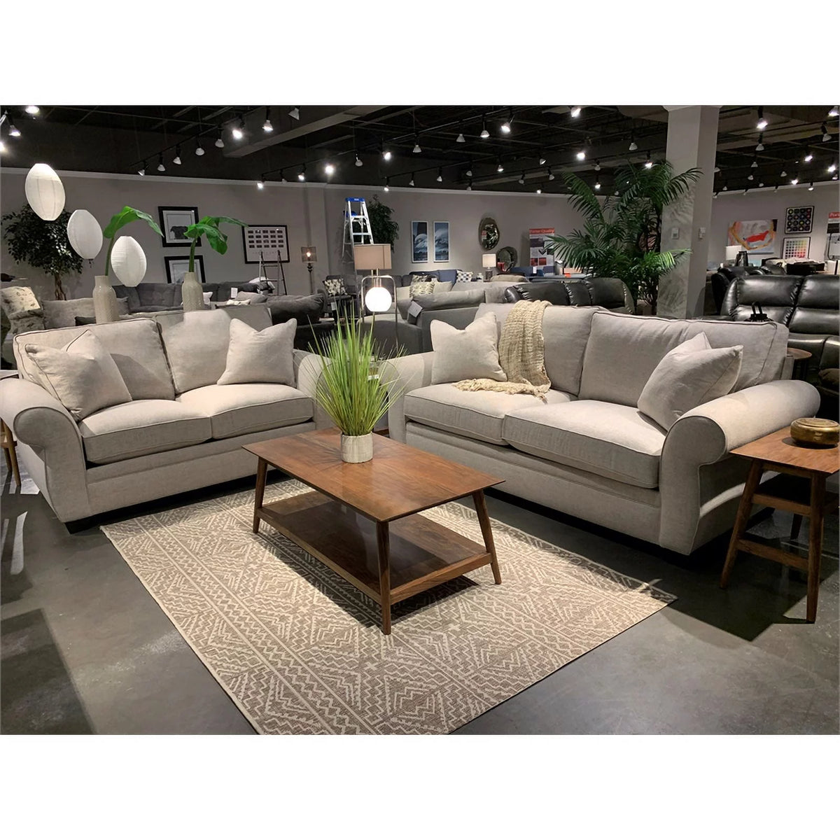 Cream Fabric Loveseat with Rolled Arms U8694