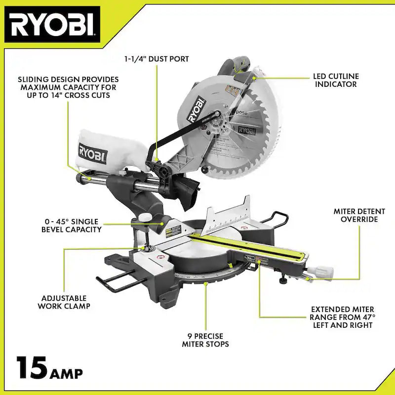 12 in. Corded Sliding Compound Miter Saw W6637