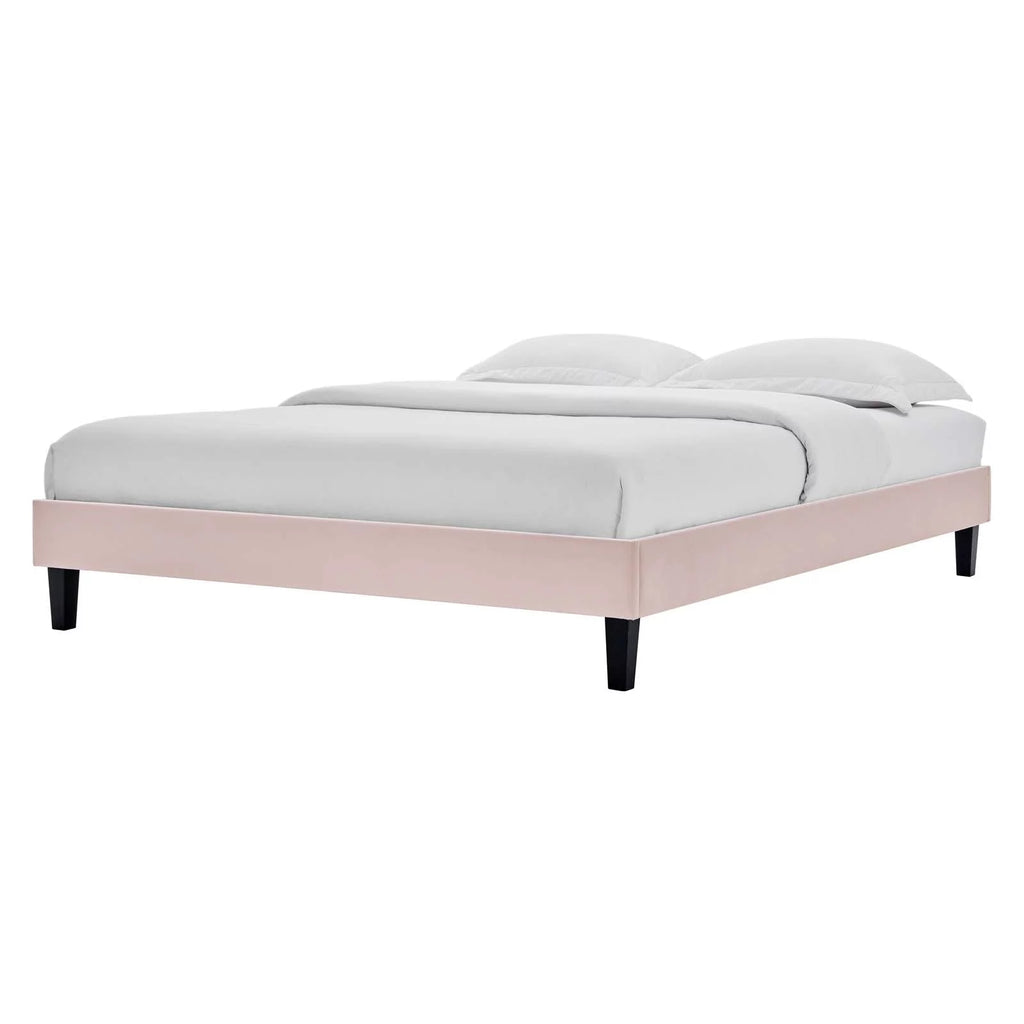 Queen Size Velvet Platform Bed Frame Q6092
