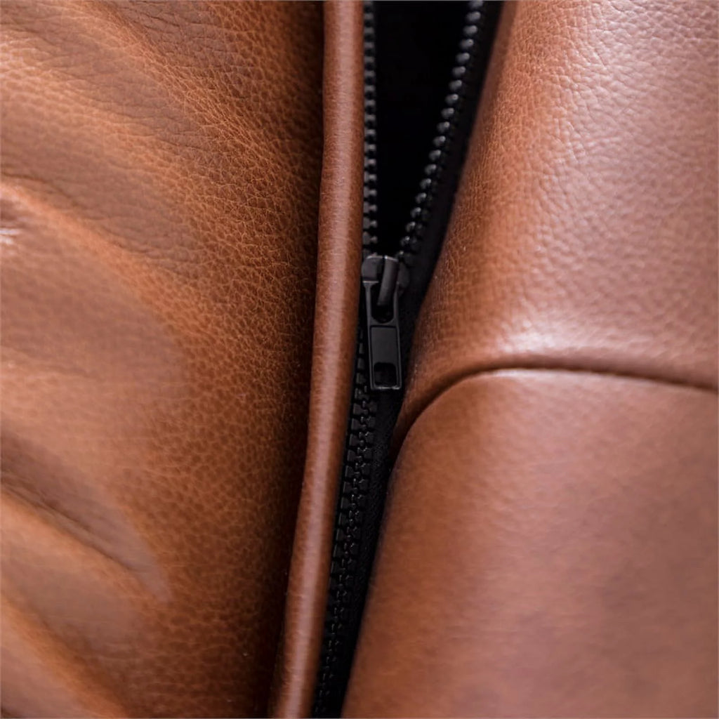 Mid-Century Leather Sofa in Cobblestone Brown I906480