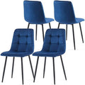 Velvet Biscuit Tufted Chairs Set of 4 with Metal Legs X277