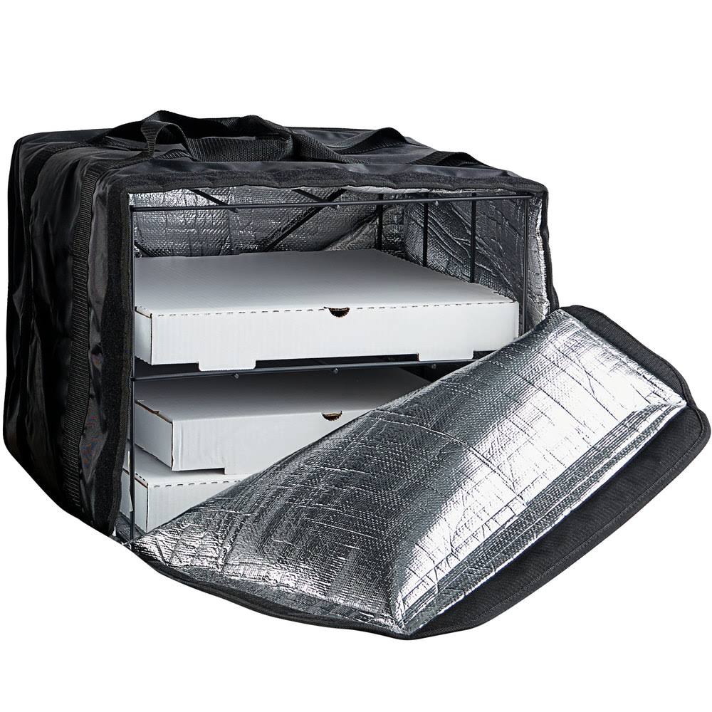 Black Polyester Pizza Delivery Bag with Rack F334176