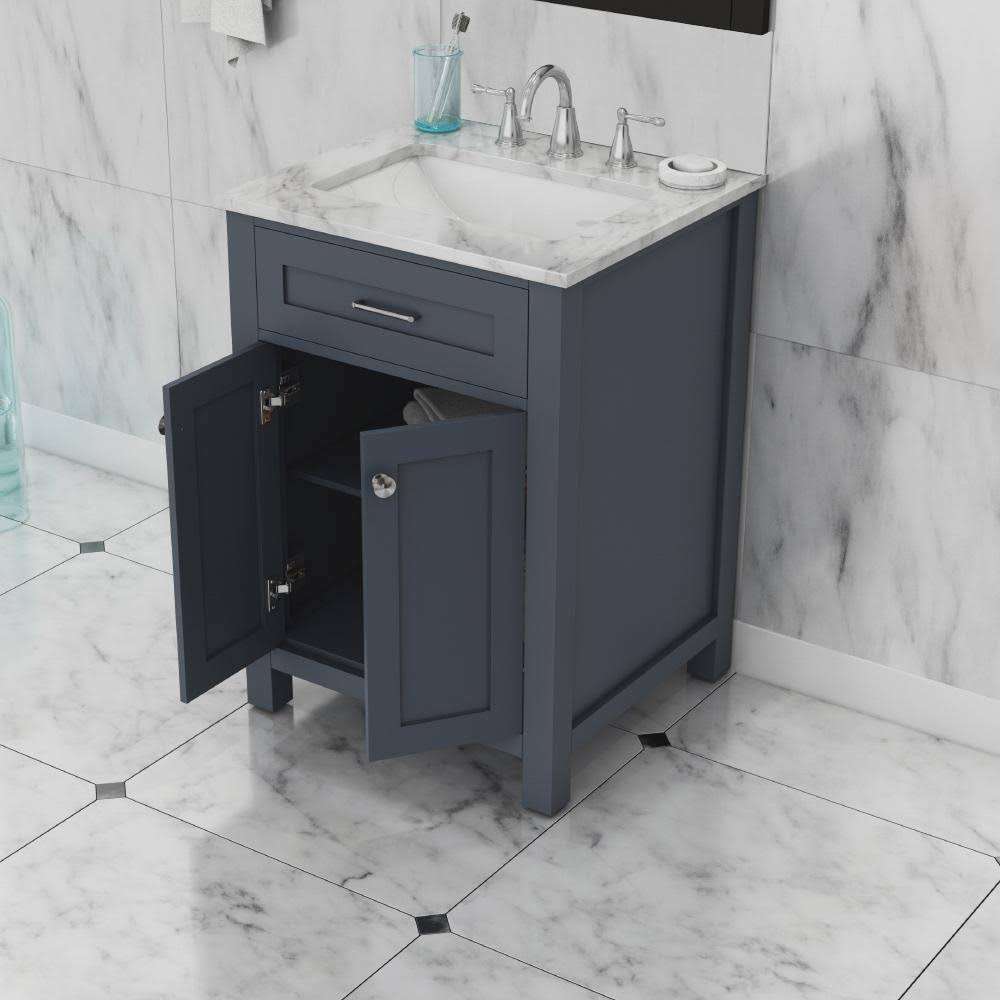 24 in. Single Gray Bathroom Vanity with Carrera Marble Top L5330