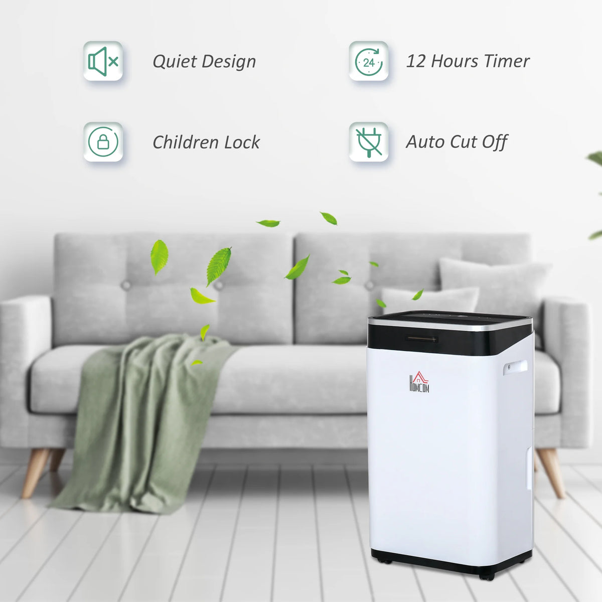 Portable Electric Dehumidifier with 14 Pint Tank, White U507216