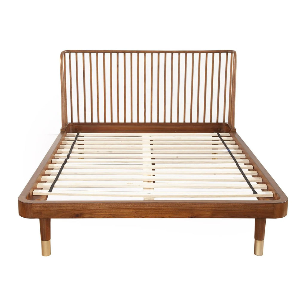 King Wood Platform Bed Dark Walnut L735