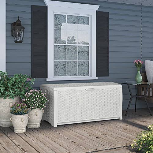 White Wicker Resin Deck Box, 99 Gallon G5220