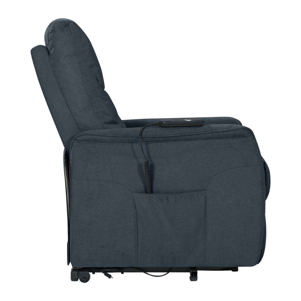 Blue Velour Power Recline and Lift Chair F520228