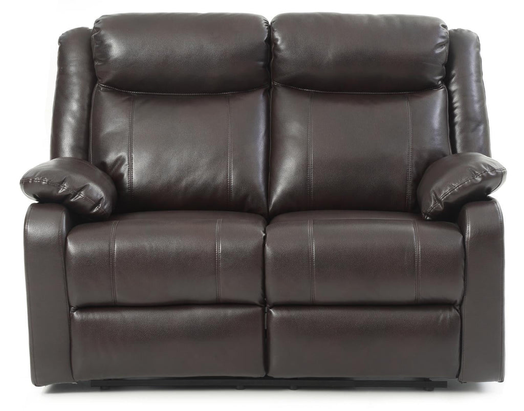Dark Brown Faux Leather Double Reclining Loveseat L140897