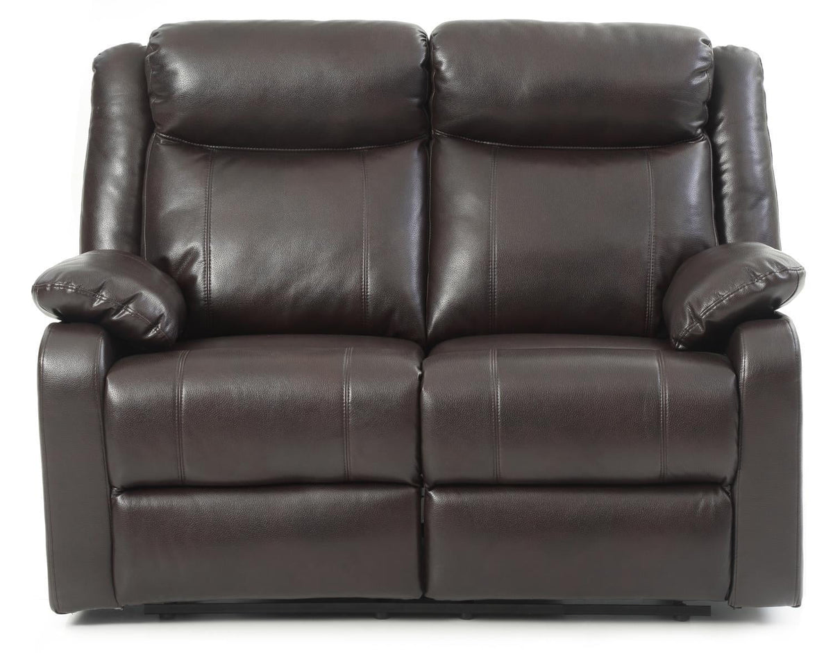 Dark Brown Faux Leather Double Reclining Loveseat L140897