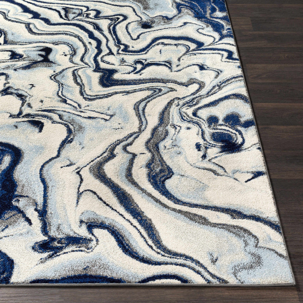 Abstract Coastal Marble Swirl Pattern Area Rug 8'10" x 12' Z20803