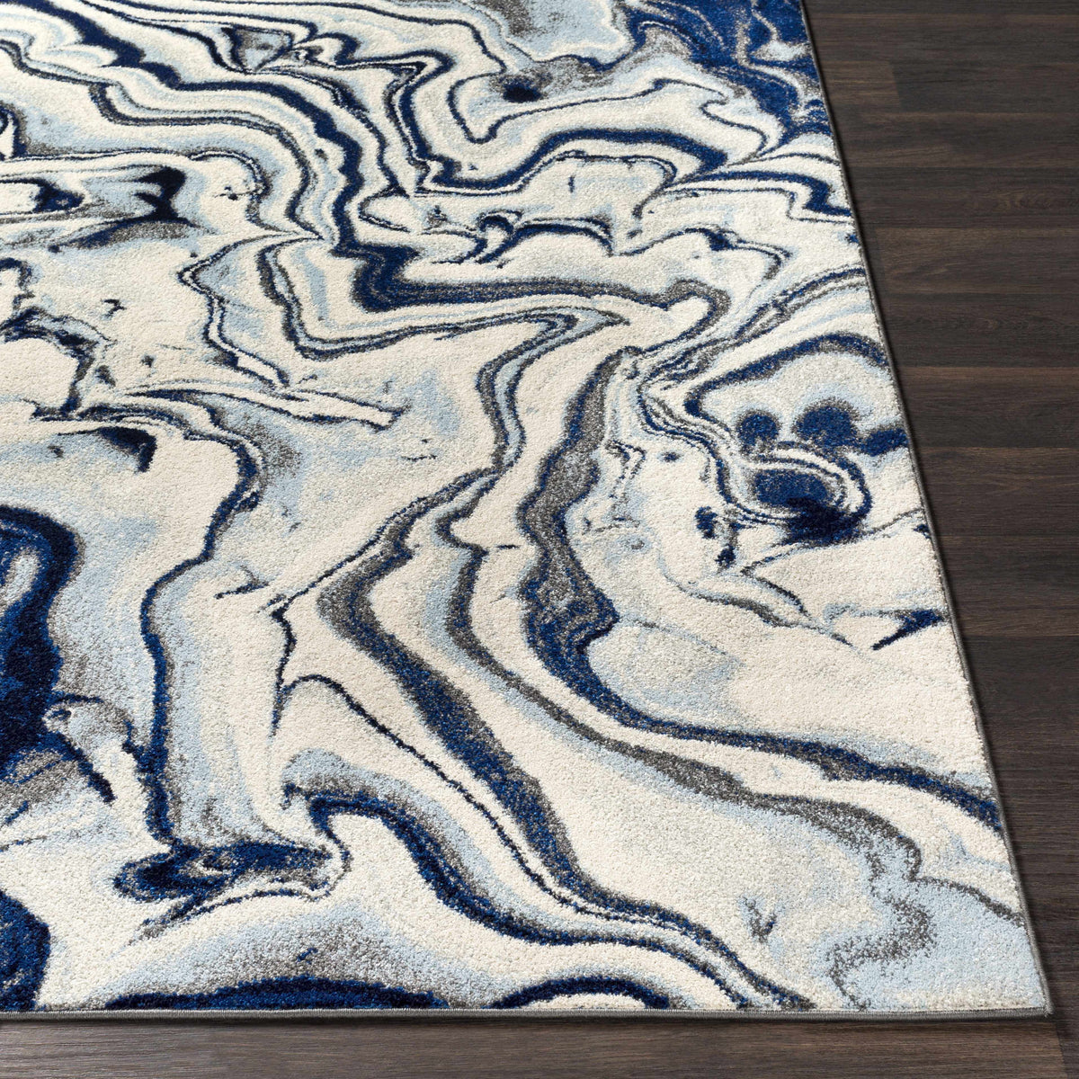 Abstract Coastal Marble Swirl Pattern Area Rug 8'10" x 12' Z20803