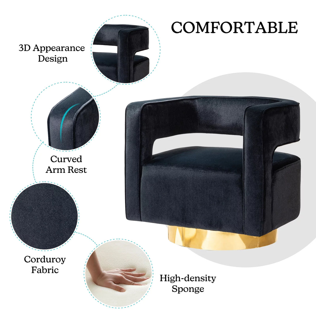 Black Velvet Swivel Barrel Chair Set of 2 S51301