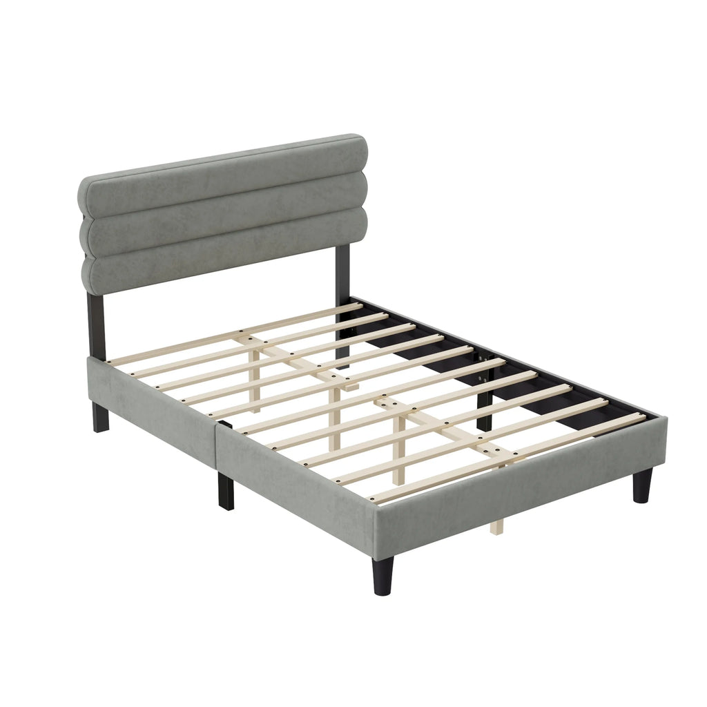 Full Size Bed Frame Light Gray P390692