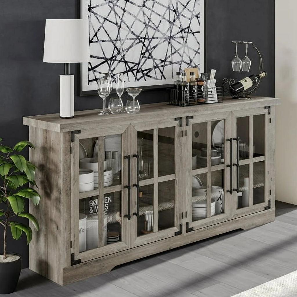 63" Rustic Grey Buffet Sideboard Cabinet with Storage I33028