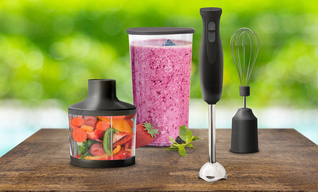 Black Immersion Hand Blender with Whisk Attachment B370