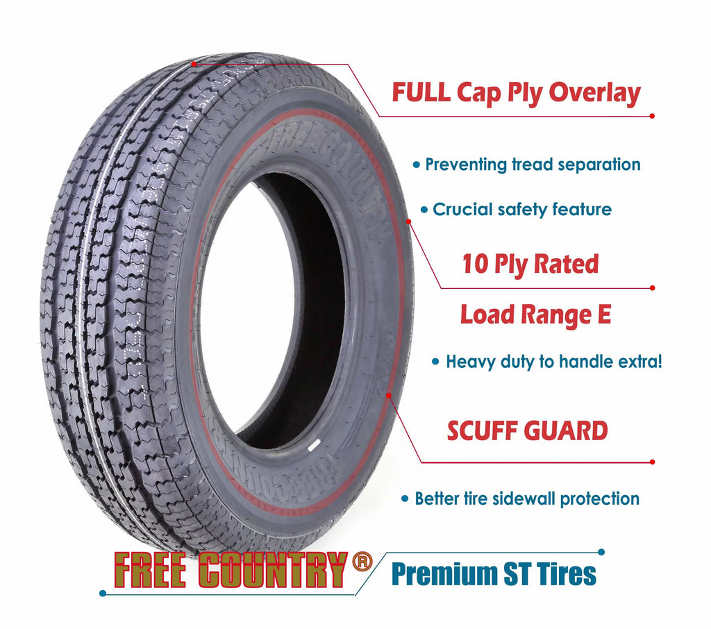 Trailer Tire ST205/75R14 8PR Load Range D Steel Belted Set 1 K256343