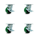Green Polyurethane Swivel Casters with Brakes Set of 4 N47822