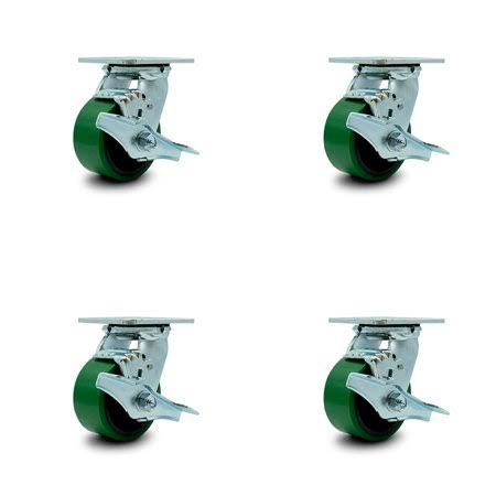 Green Polyurethane Swivel Casters with Brakes Set of 4 N47822