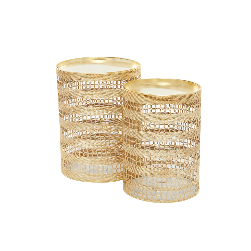 Gold Metal Round Accent Table Set of 2 S1856