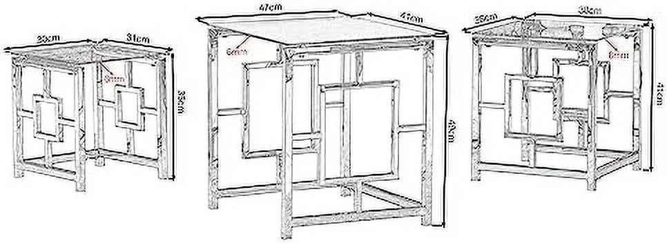 Nesting Table Set of 3 Glass Tempered Glass A65239