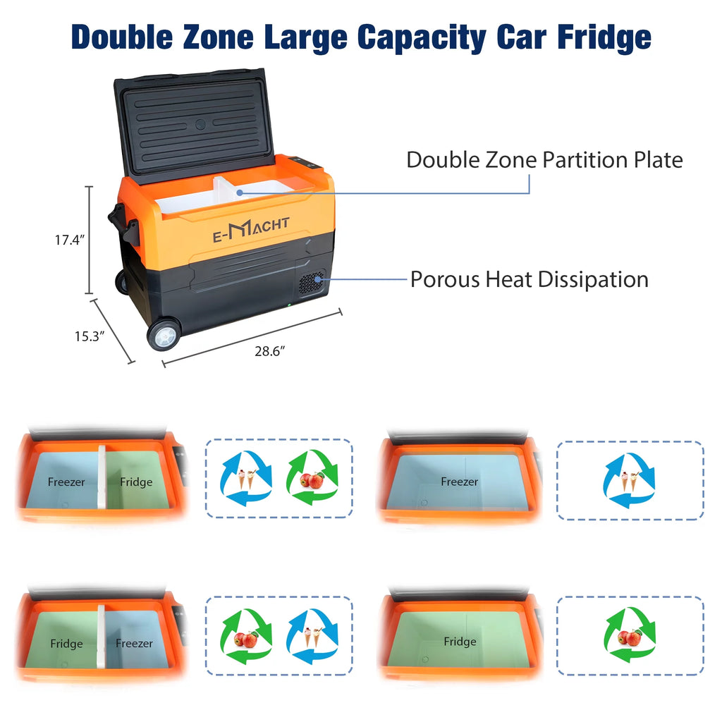 12V Portable Dual Zone Car Refrigerator 31.7 Quart Y693