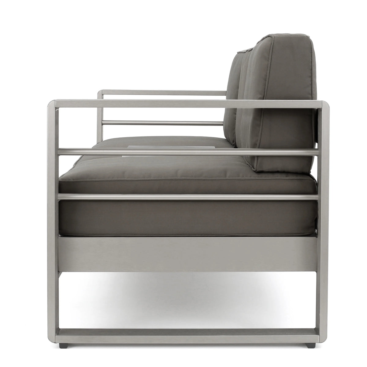 Light Gray and Gray 7 Seater Aluminum Chat Set with Fire Pit A630