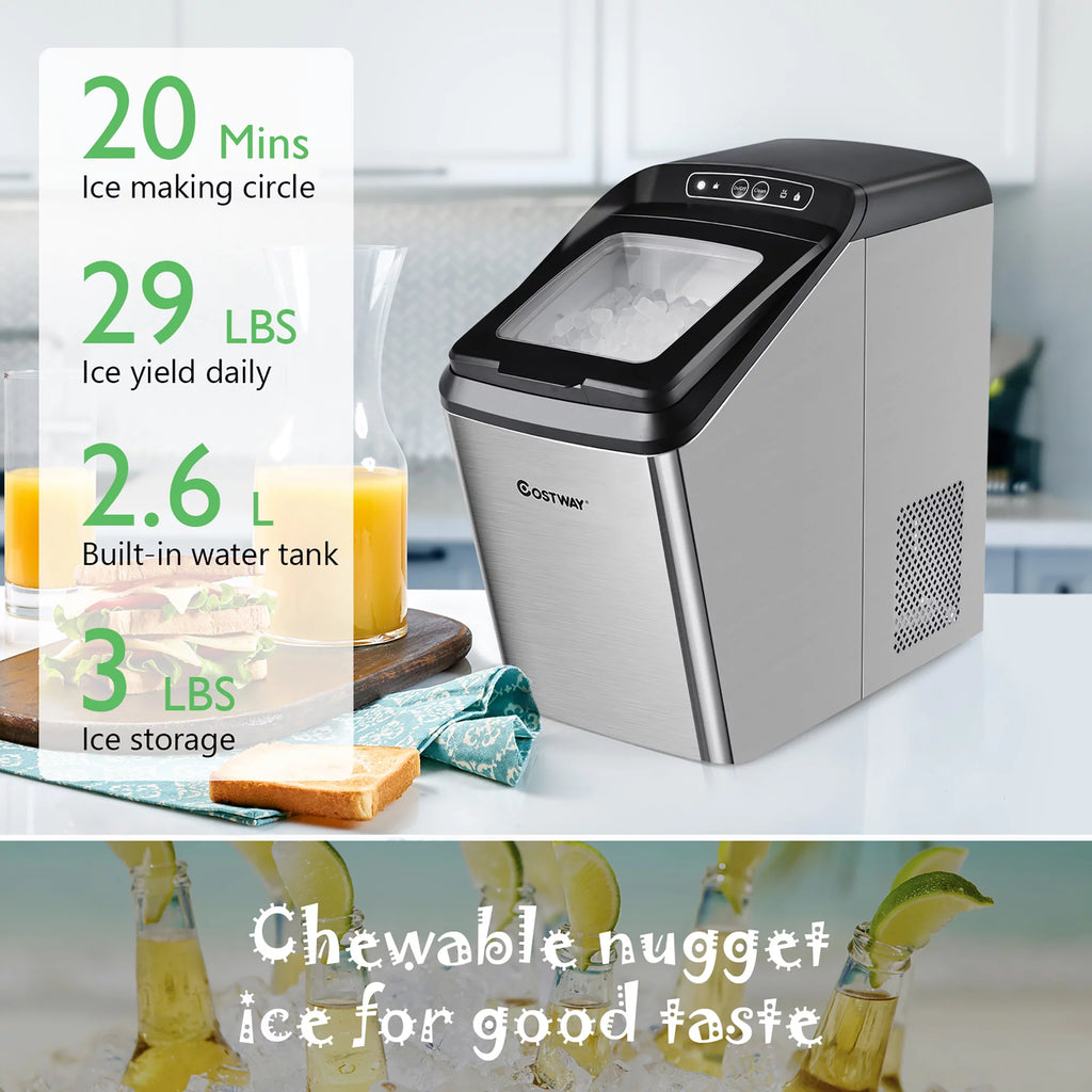 Countertop Nugget Ice Maker 29lb/Day Self-Cleaning E53998