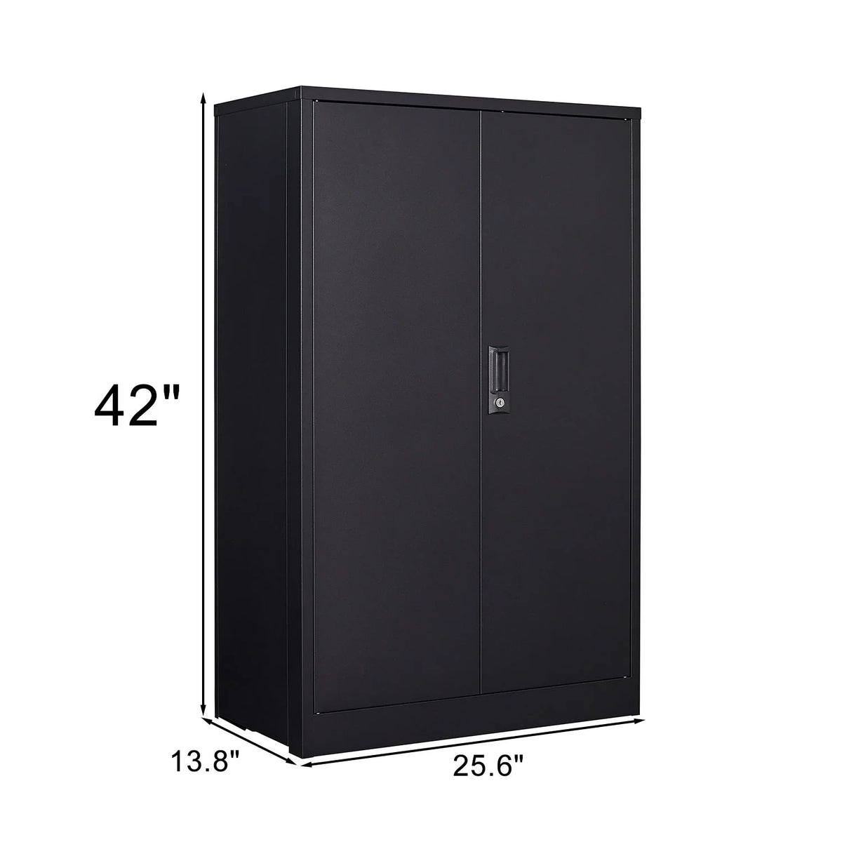 Black Lockable Foldable Steel Storage Cabinet with 2 Adjustable Shelves O4654