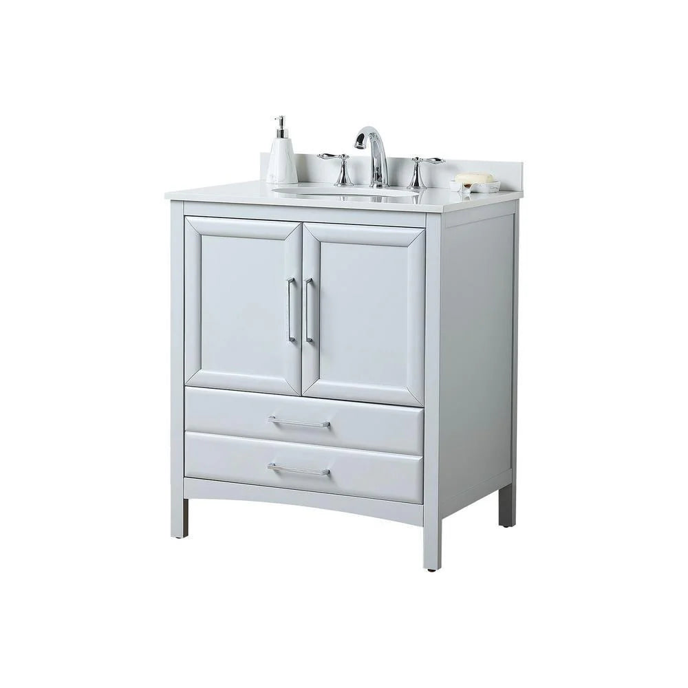30 in. Grey Bath Vanity with White Cultured Marble Top and White Basin B35999