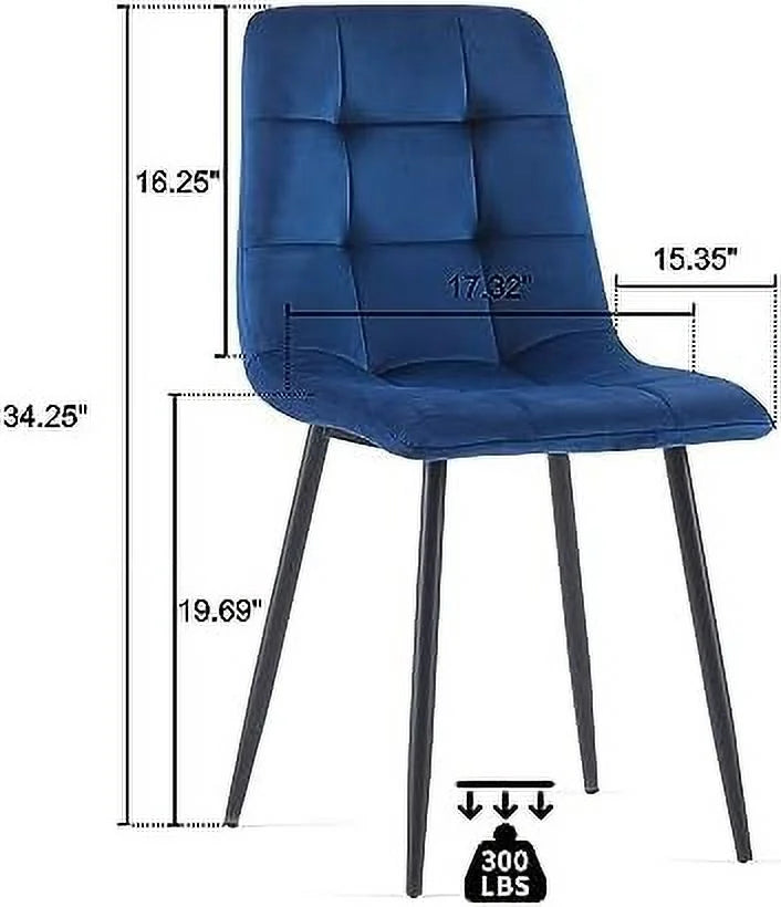 Velvet Biscuit Tufted Chairs Set of 4 with Metal Legs X277