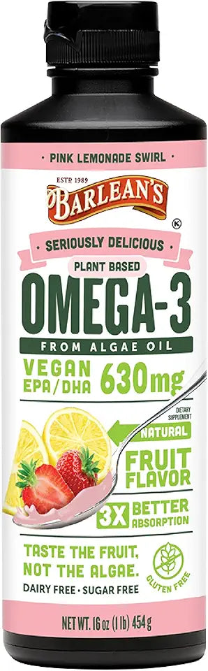 Pink Lemonade Vegan Omega 3 Liquid Algae Oil 16 oz U17489