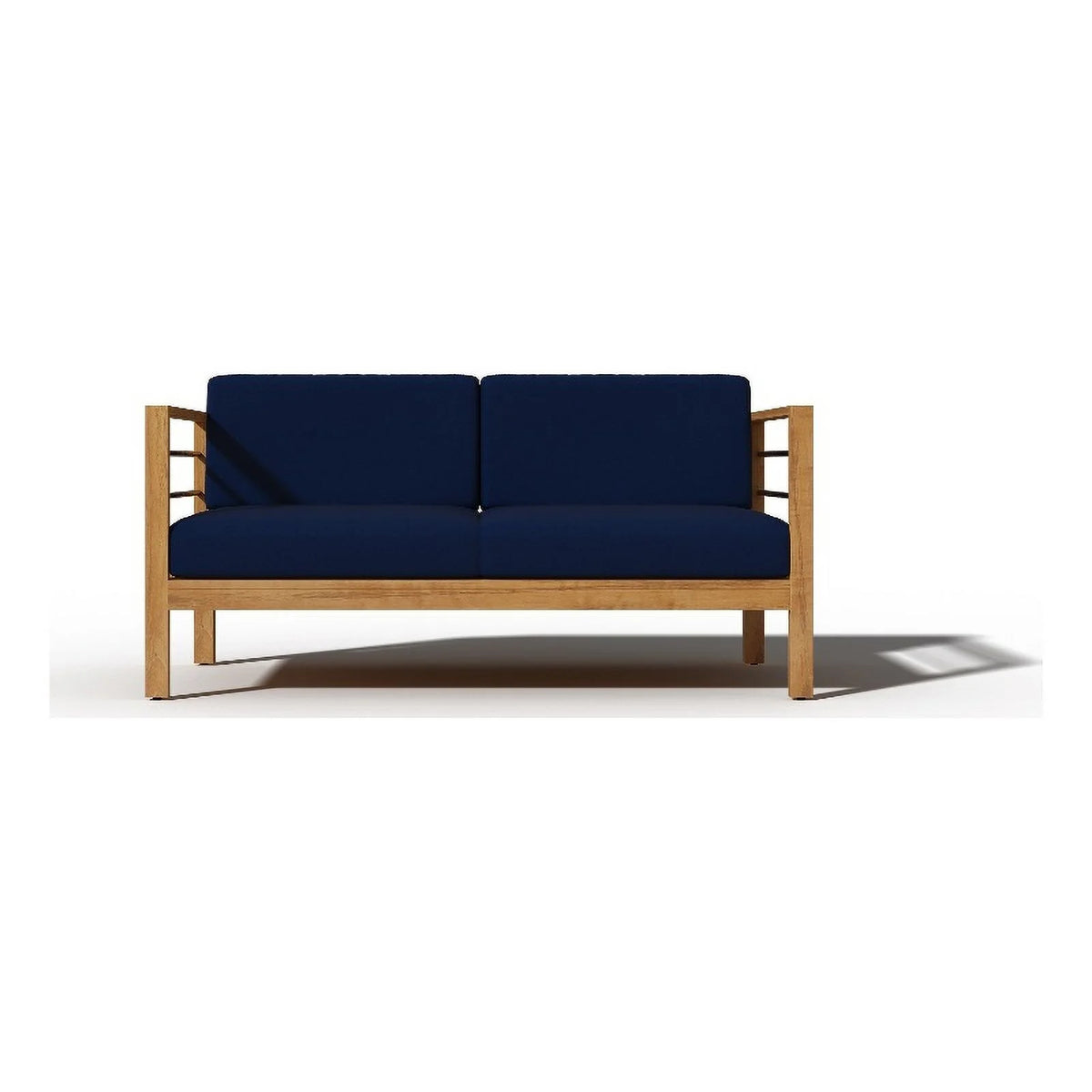 Teak Outdoor Sofa with Navy Cushions K4326