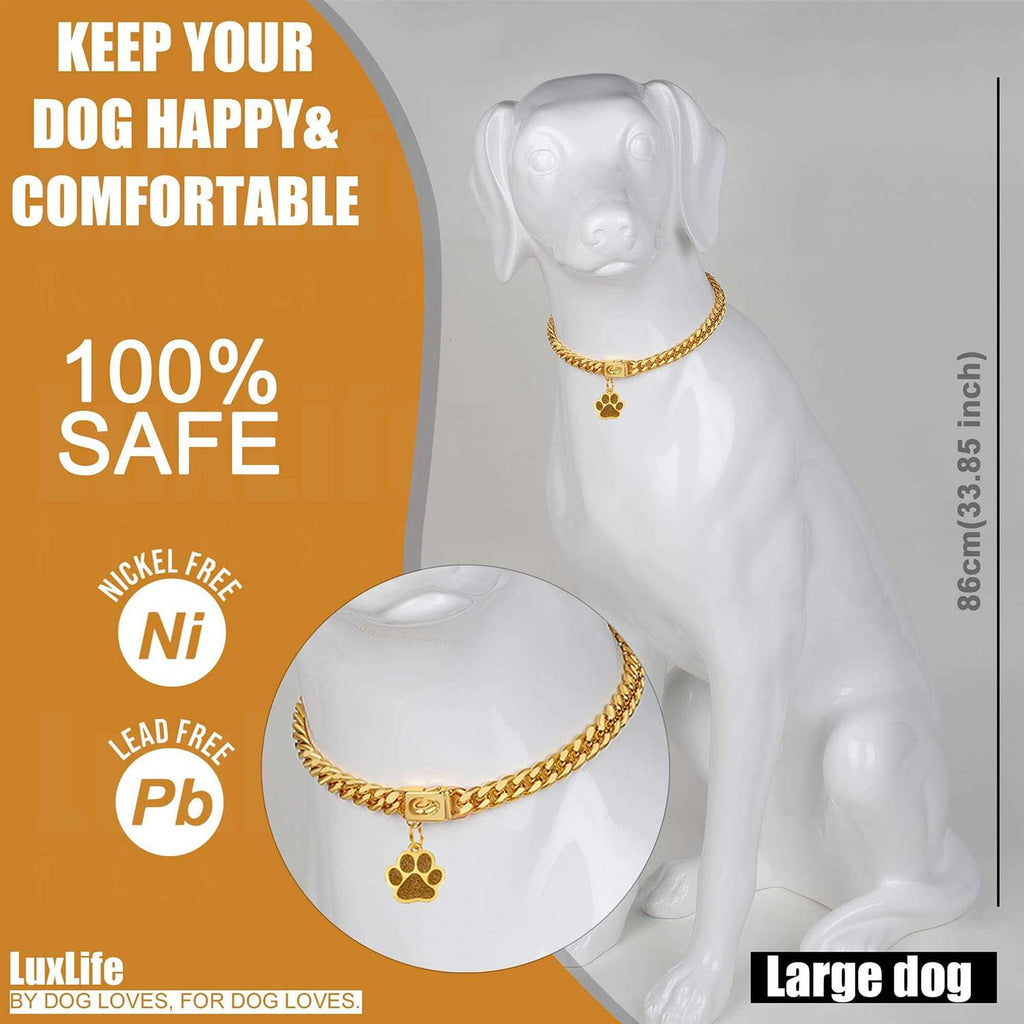 Gold Cuban Link Dog Collar D7320
