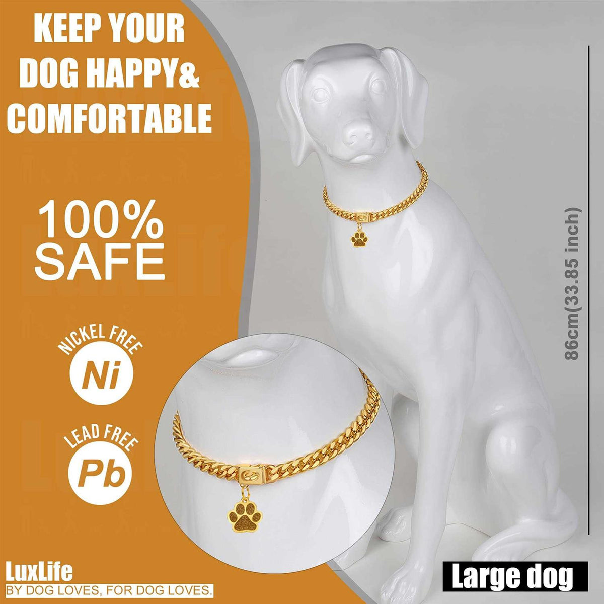 Gold Cuban Link Dog Collar D7320