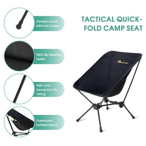 Portable Folding Camping Chair 330 lbs Black Z85314